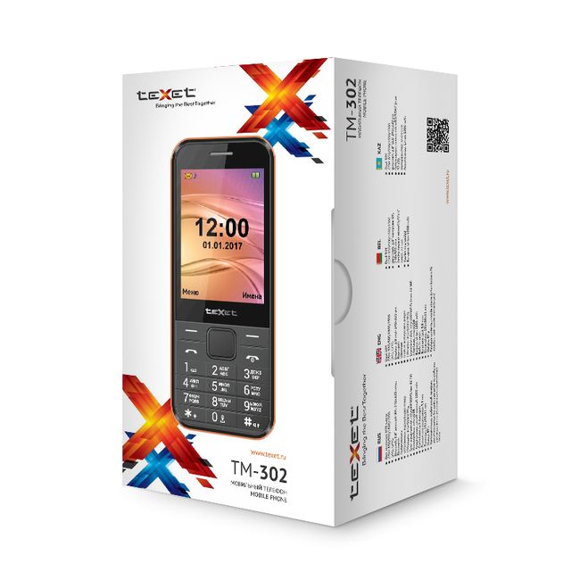 Мобильный телефон teXet TM-302 (черный-красный)