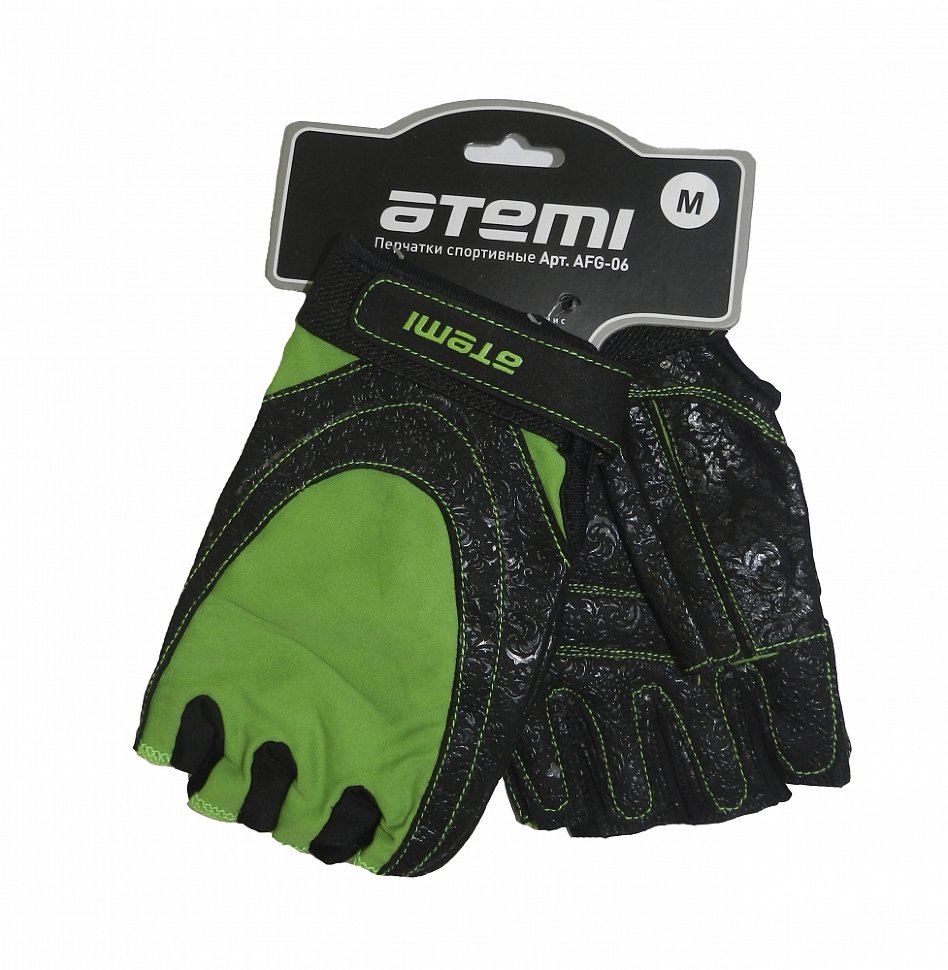 Перчатки для фитнеса Atemi, AFG06GN, черно-зеленые