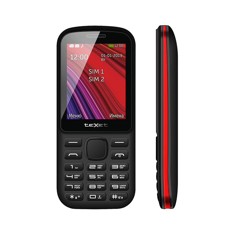 Мобильный телефон teXet TM-208 цвет черный-красный