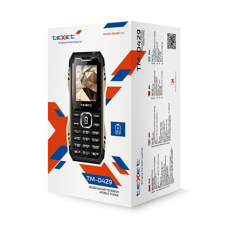 Мобильный телефон teXet TM-D429 (powerbank) цвет черный