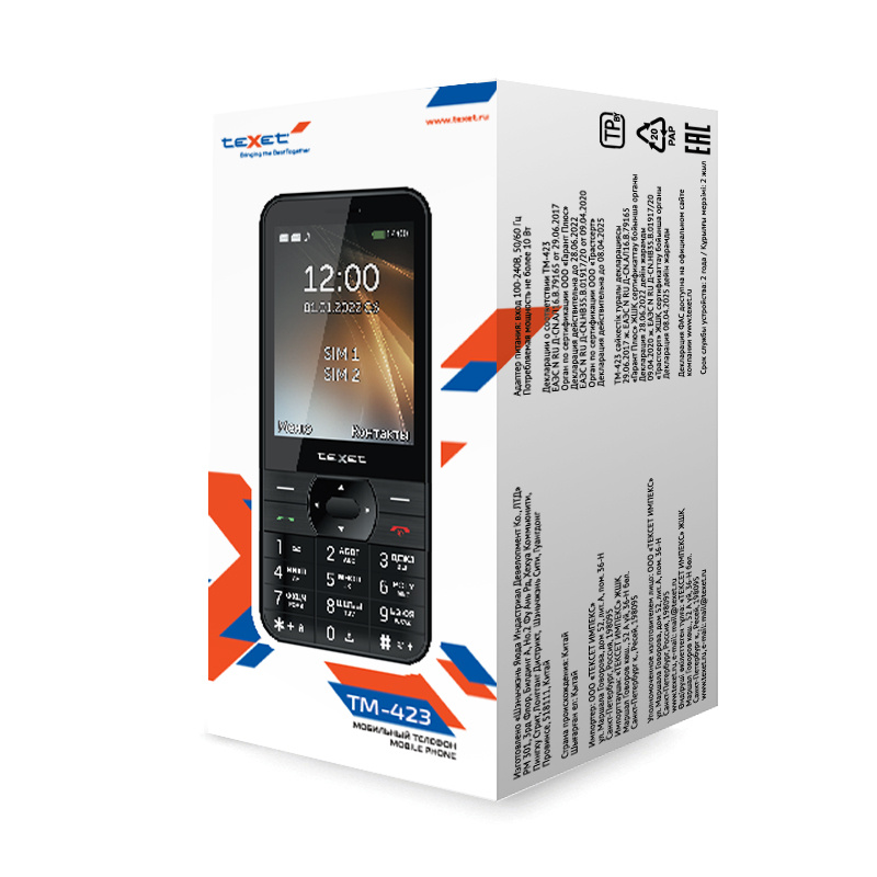Мобильный телефон TeXet TM-423 черный