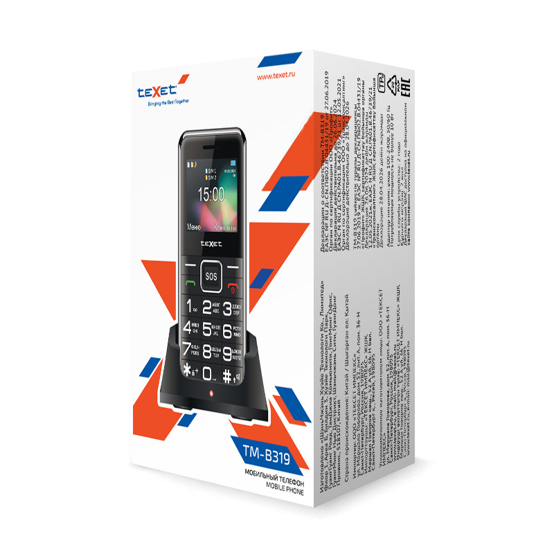 Мобильный телефон TeXet TM-B319 черный