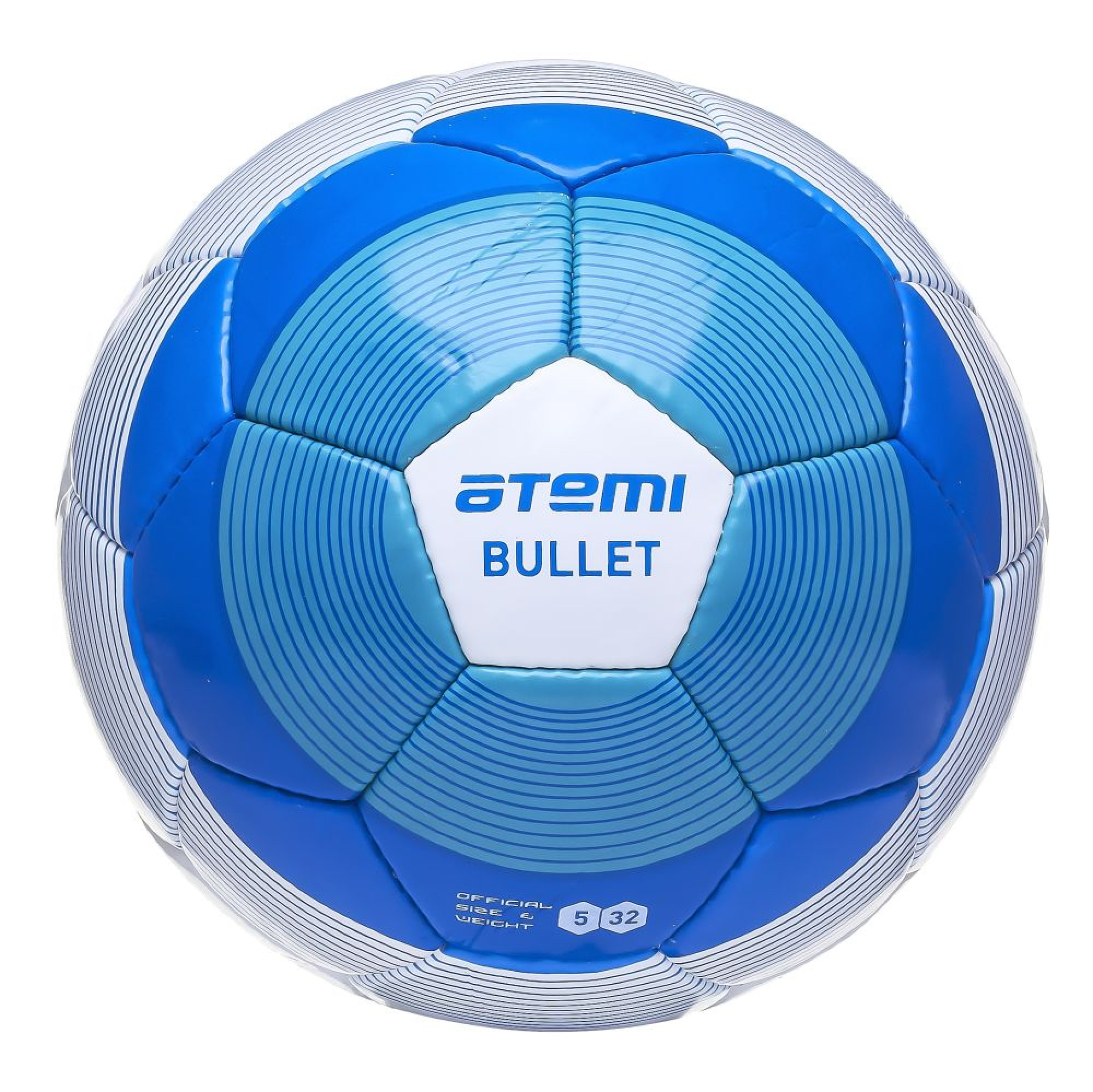 Мяч футбольный  ATEMI BULLET, PU, син/бел, р.5