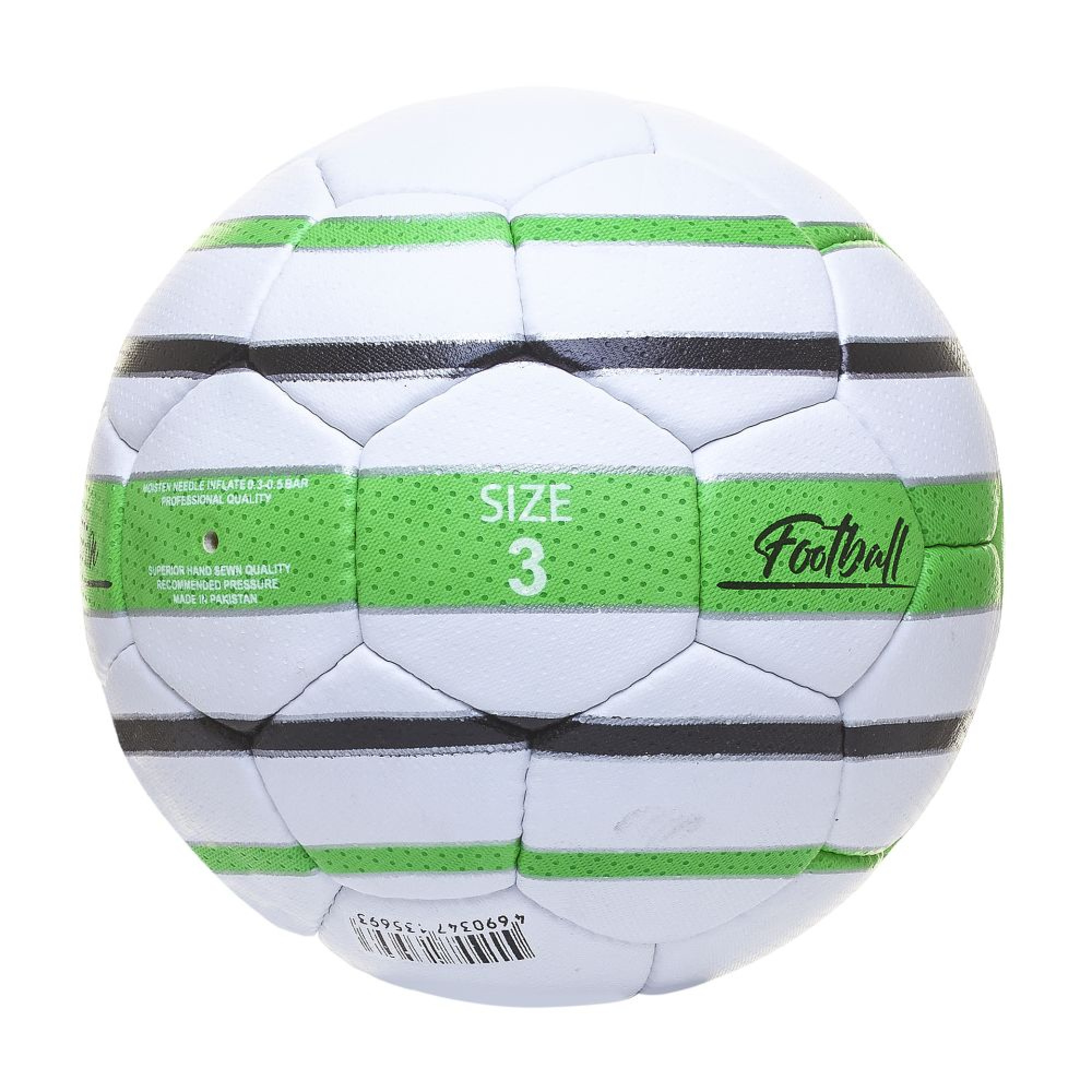 Мяч футбольный ATEMI REACTION, PU, 1.4мм, белый/зеленый/черный, р.3