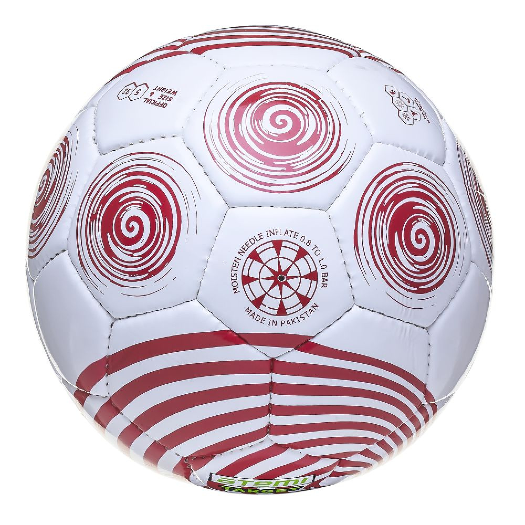 Мяч футбольный ATEMI TARGET, PVC, бел/красн, р.5