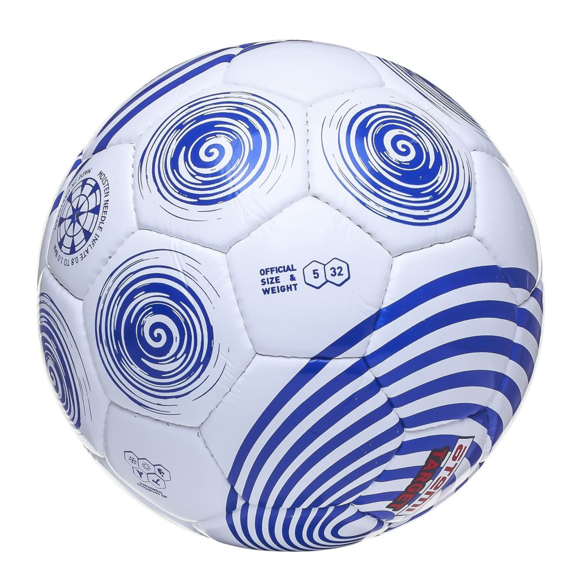 Мяч футбольный ATEMI TARGET, PVC, бел/синий , р.5