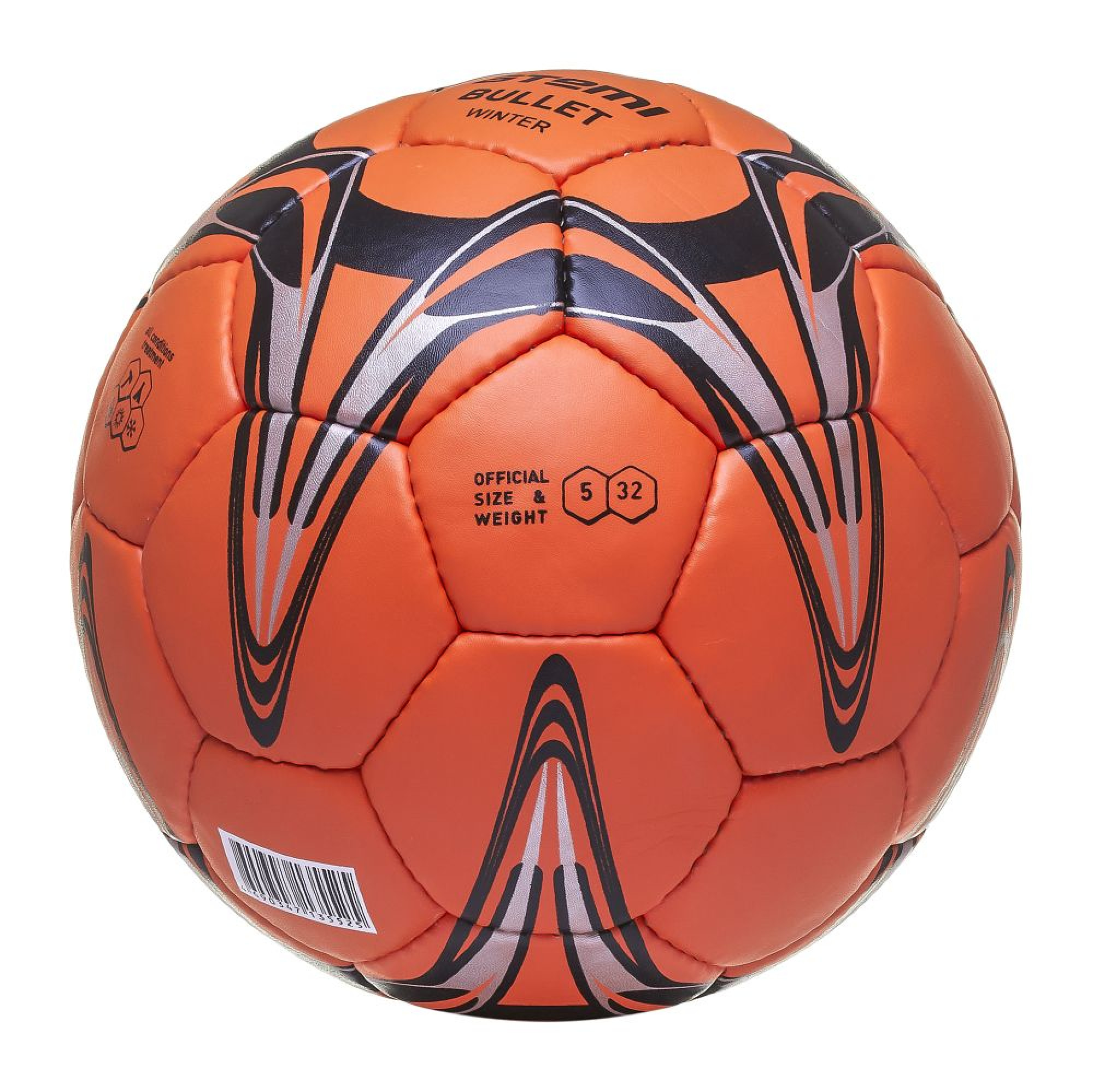 Мяч футбольный Atemi ATTACK-BULLET WINTER, PU, оранжевый, р.5