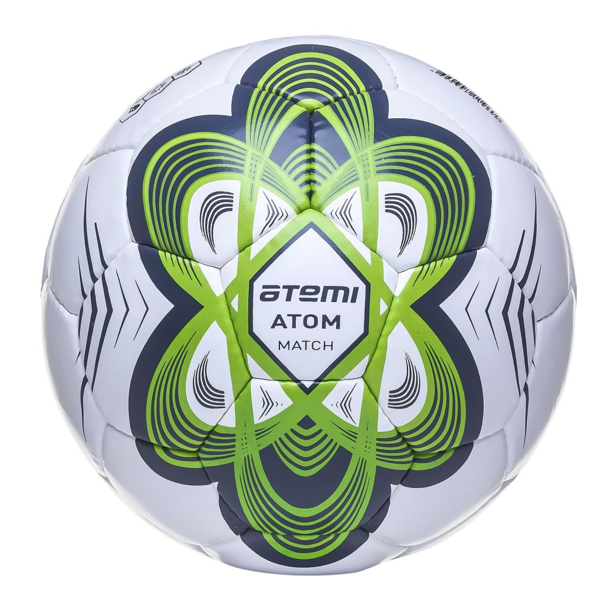 Мяч футбольный Atemi ATOM, PU, зеленый, р.5, р/ш, окруж 68-70