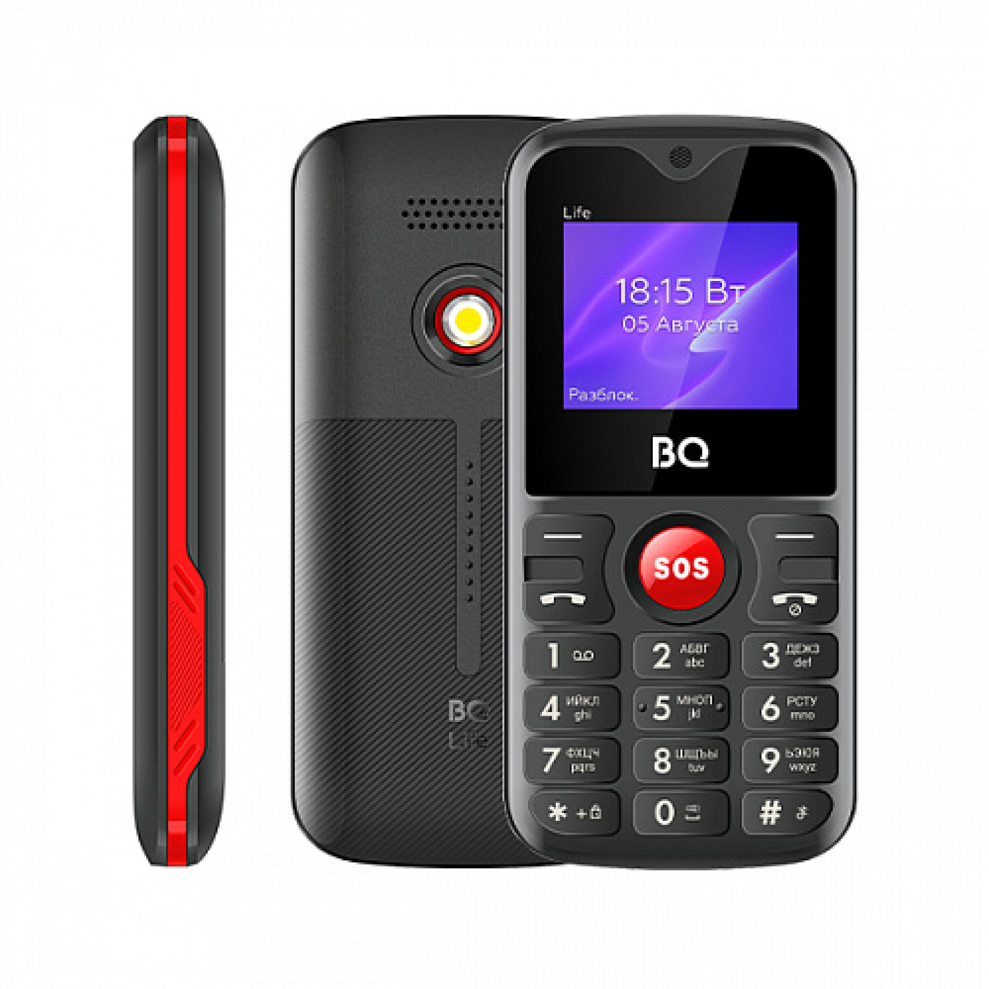 Мобильный телефон BQ BQ-1853 Life (черный/красный)