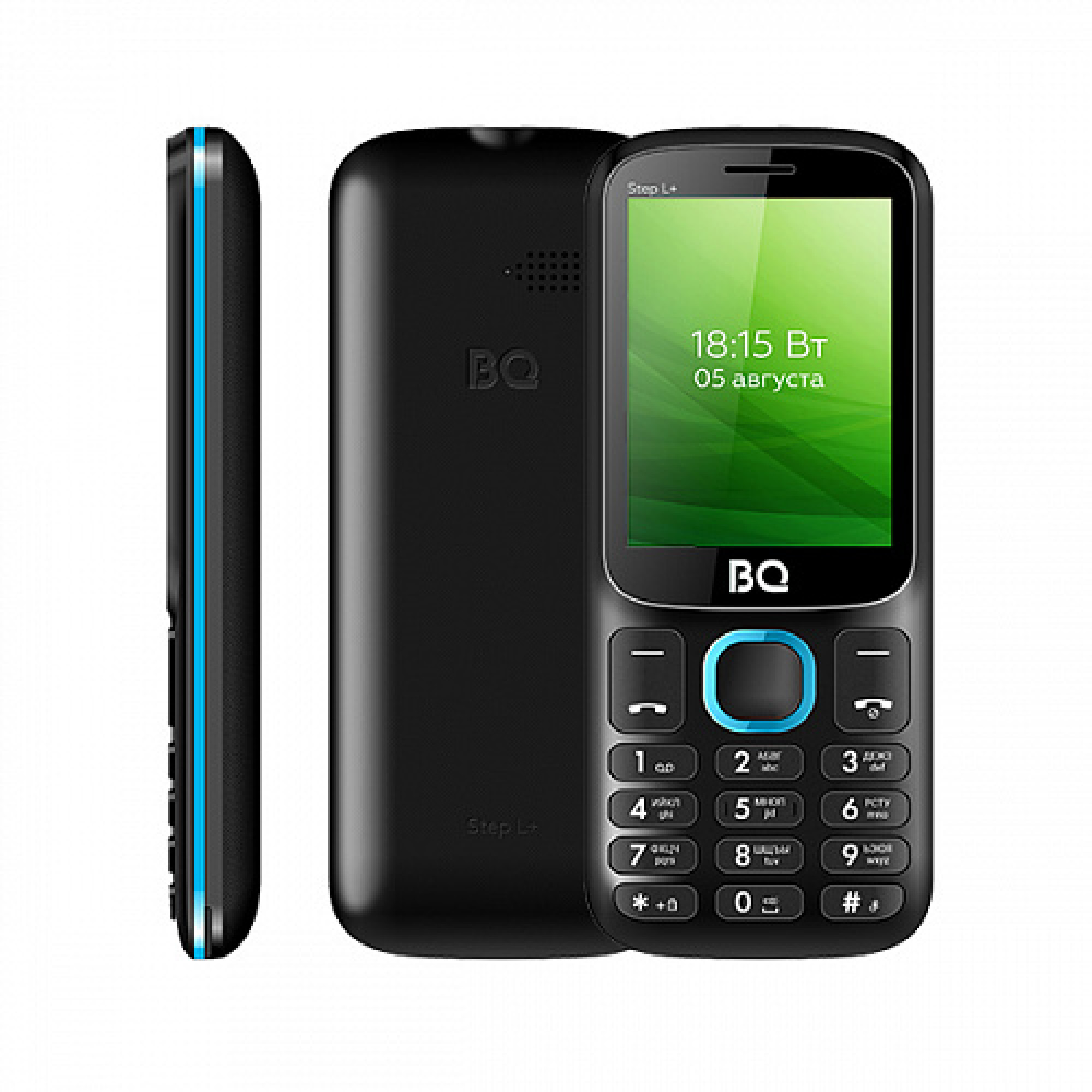Мобильный телефон BQ BQ-2440 Step L+ (черный/голубой)