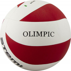 Мяч волейбольный Atemi OLIMPIC, синтетическая кожа PU, красн.-бел., 8 п, клееный, окруж 65-67