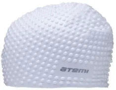 Шапочка для плавания Atemi, силикон (бабл), белая, BS70- фото