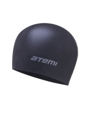 Шапочка для плавания Atemi, силикон (массаж.), черная, DC502- фото